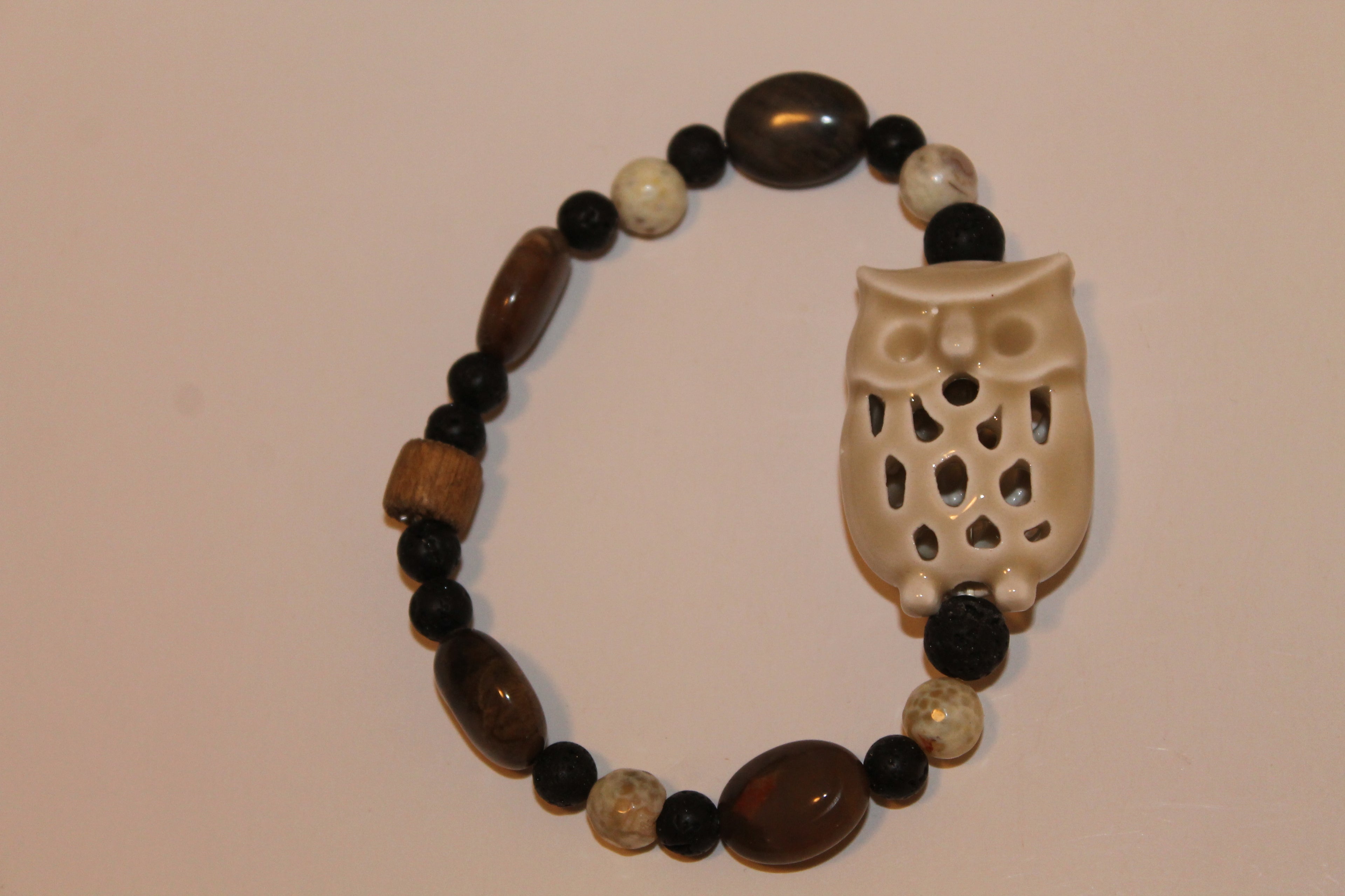 Owl and stones Diffuser Bracelet