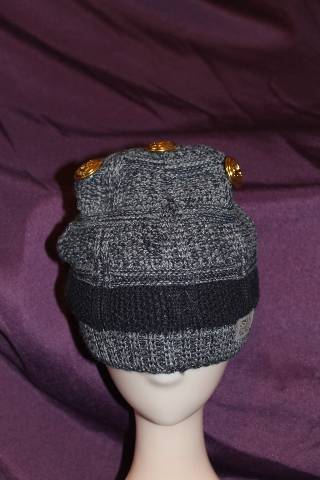 Gray Variegated with Black Band Beanie with Style