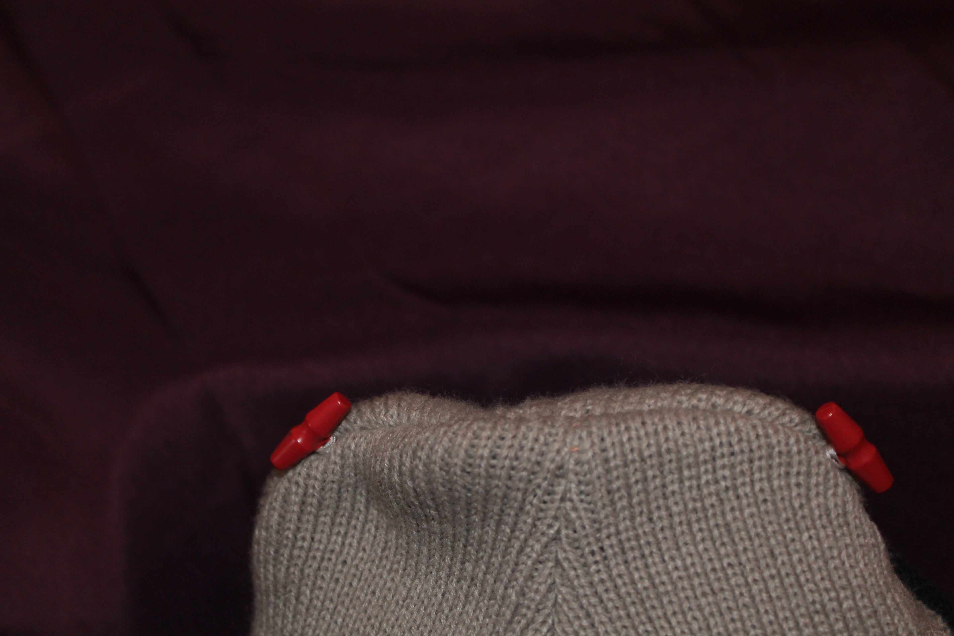 Tan, Blue and Burgundy Beanie with Style